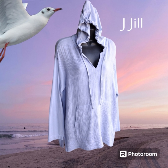 Pure J Jill Blue Oversized Hoodie Top Sz Sm - Picture 2 of 6